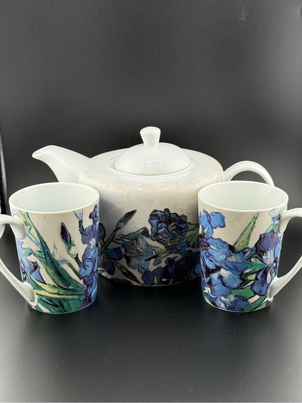 Van Gogh Irises Tea Set The Met Museum Teapot & 2 Cups Porcelain Displayed Only